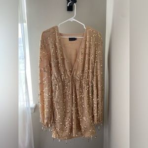 Pretty Little Thing Nude Sequin Party Dress